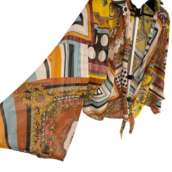 NWT TIMNG Boho deco art Colorful blouse Size Small - Picture 4 of 7